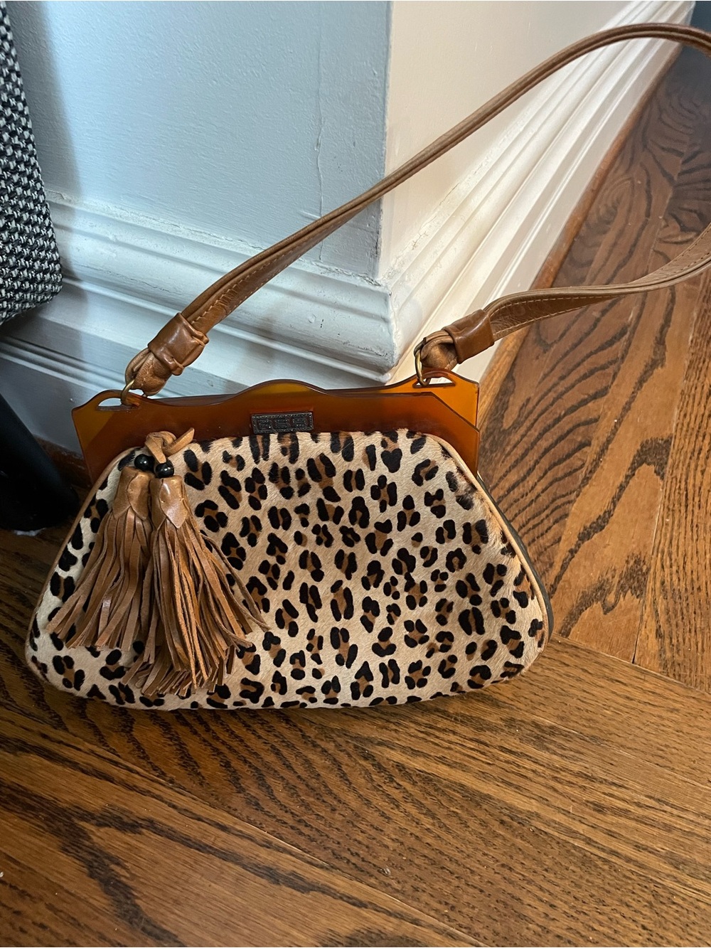 Anthony Luciano Vintage Bespoke Leopard Pony Hair Lucite Frame Bag - Designer - Picture 7 of 7